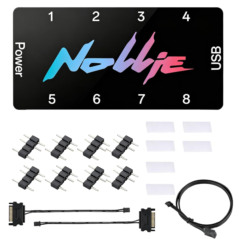 8-Port RGB Controller, ARGB Controller Sata Gespeister, 5V 3Pin ARGB Splitte, PC Beleuchtungs Hub
