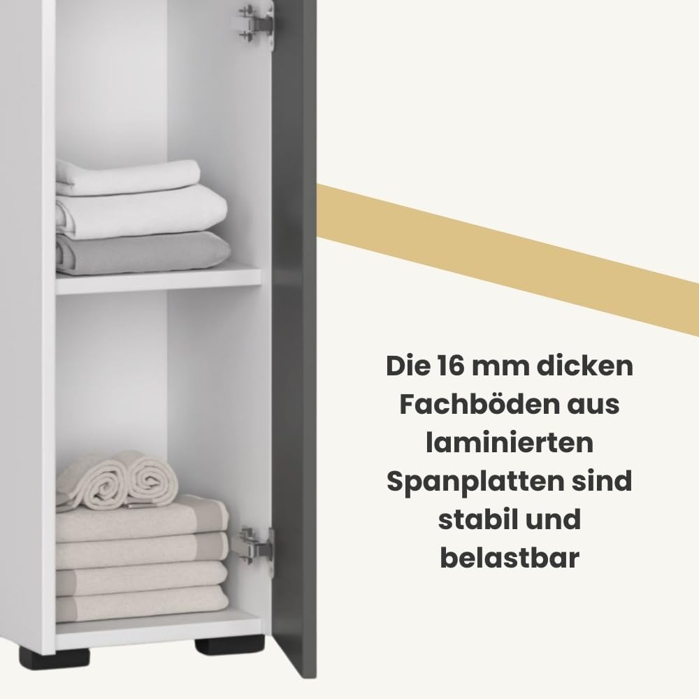 AKORD Stehender Badezimmerschrank schränke | Badezimmer kommode | FIN S30 eintürig | B30 x H82 x T30