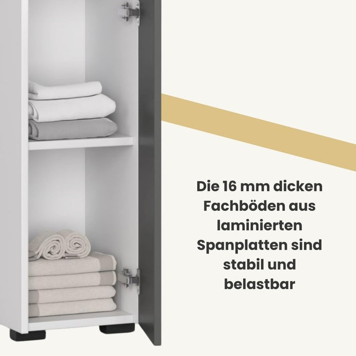 AKORD Stehender Badezimmerschrank schränke | Badezimmer kommode | FIN S30 eintürig | B30 x H82 x T30