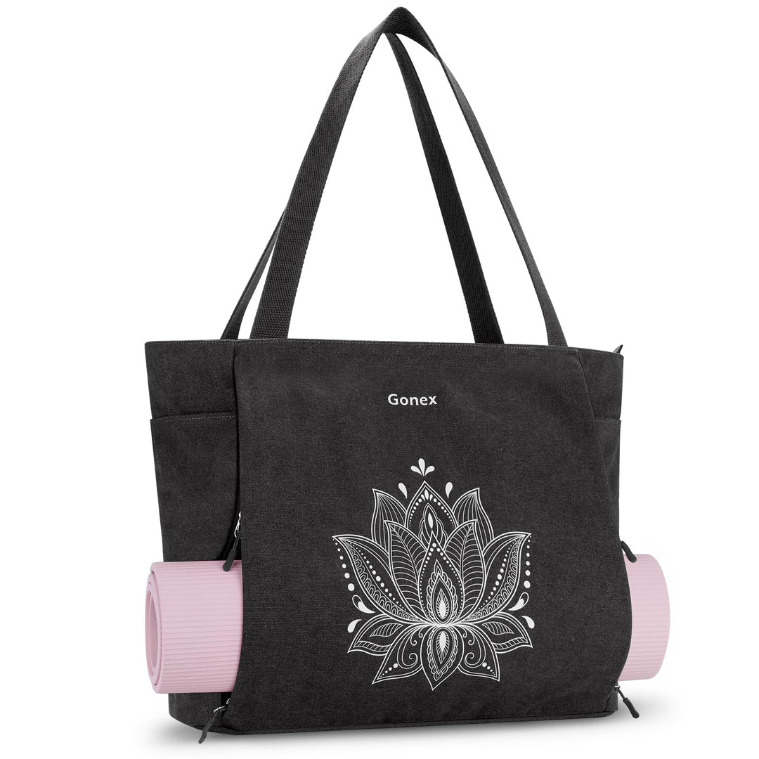 Gonex Yogatasche, Grosse Pilates Tragetasche mit Mehreren Taschen für Damen Herren, Robuste Canvas T