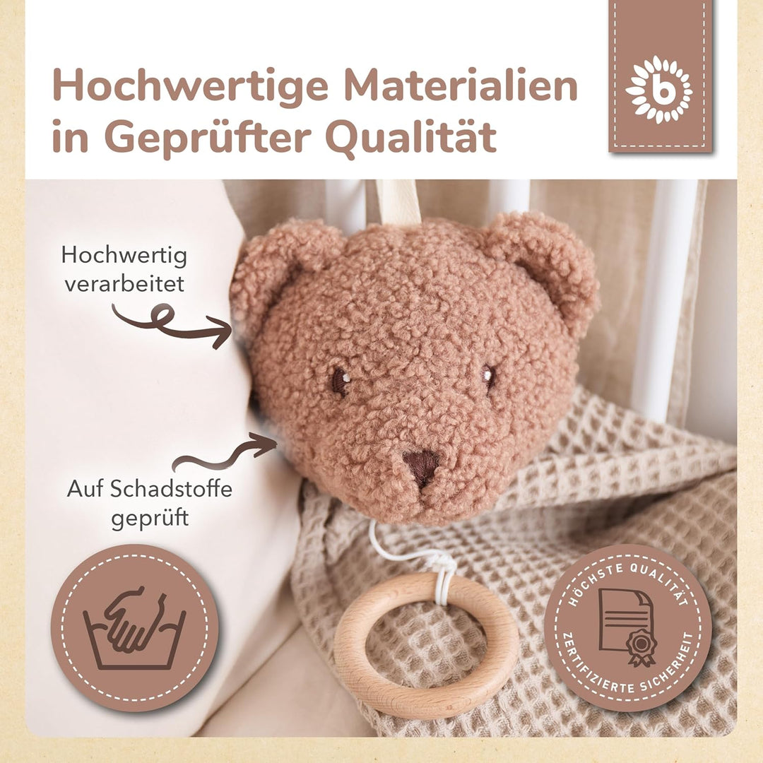 Bieco Musikspieluhr Bär Mika | ca. 30 cm | Baby Spieluhr aus Bouclé | Teddy Einschlafhilfe Babys | T
