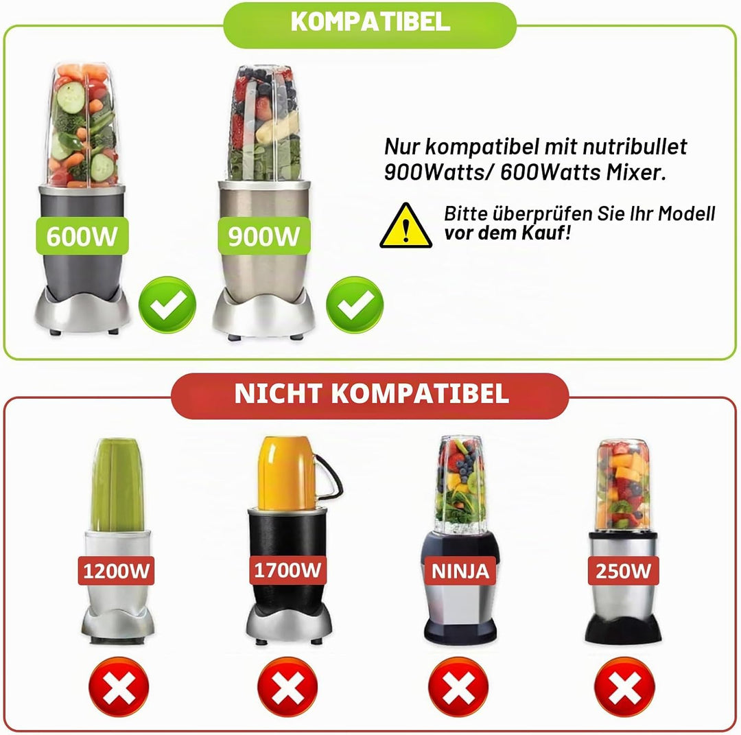 14 Stück Mixer-Ersatzteile Extraktor Klinge und Tassen für NutriBullet 600w &amp; 900w Serie, einschlies