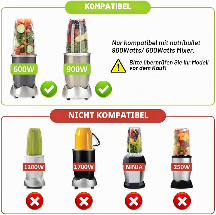 14 Stück Mixer-Ersatzteile Extraktor Klinge und Tassen für NutriBullet 600w &amp; 900w Serie, einschlies