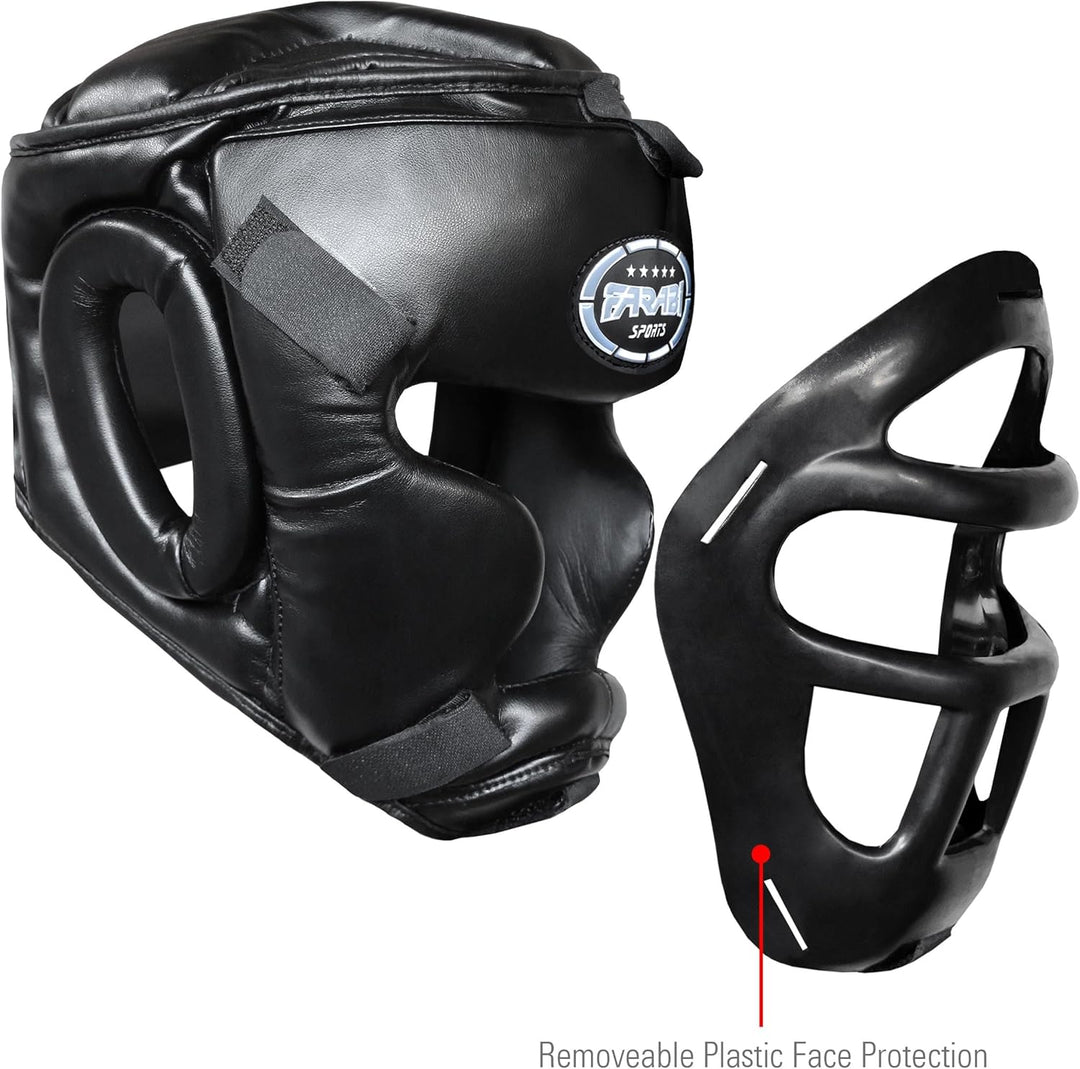 Farabi Sports Kopfschutz Frontbügel Grillschutz Krav MAGA Kickboxen Kopfschutz Schwarz S, Schwarz S