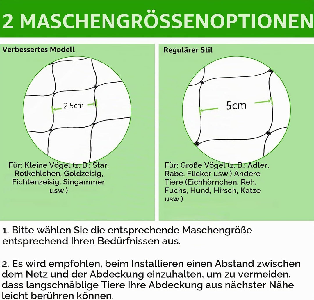 Vogelschutznetz 7.5 m x 15 m, Vogelnetz Schwarz, Reissfestes Pflanzennetz für Hühnergehege, Volieren