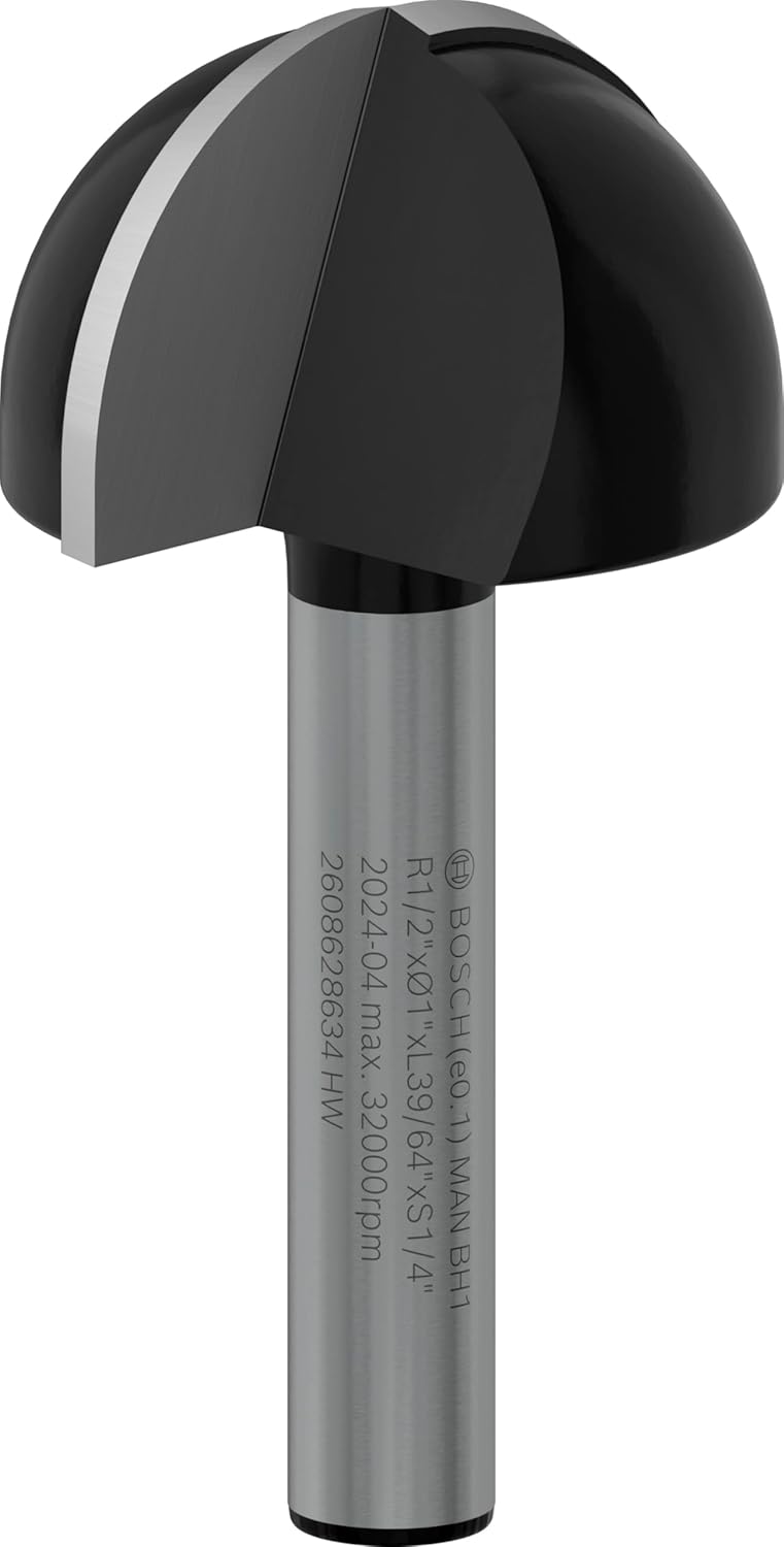 Bosch Professional 1x Hohlkehlenfräser Standard for Wood (für Holz, Radius 1/2'', Arbeitslänge 39/64