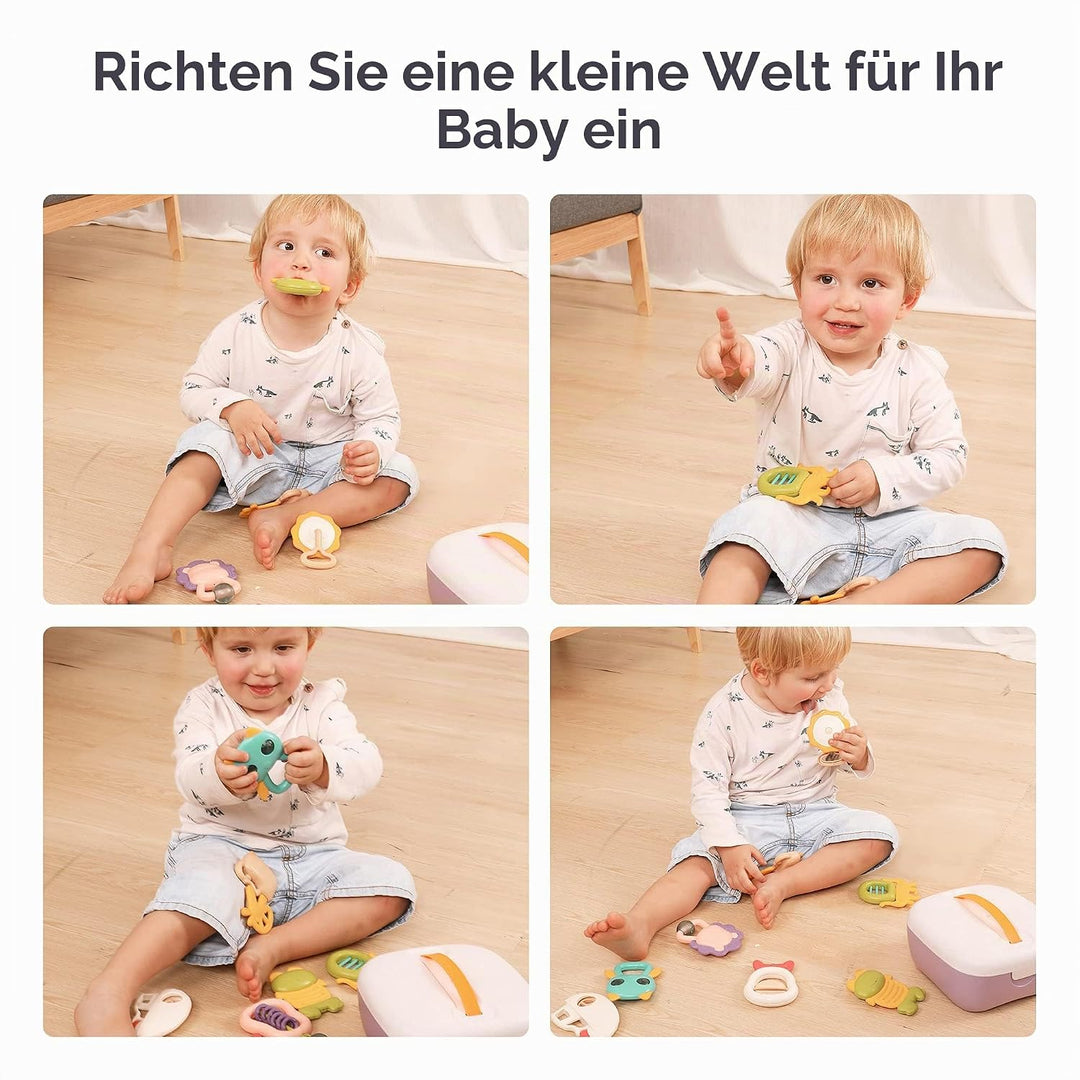 TUMAMA Rasseln Beissring für Babys 0 6 8 12 Monate, Shaker Greifling Baby Spielzeug ab 0-12 6-18 Mon