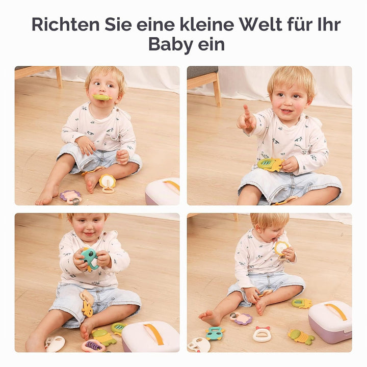TUMAMA Rasseln Beissring für Babys 0 6 8 12 Monate, Shaker Greifling Baby Spielzeug ab 0-12 6-18 Mon