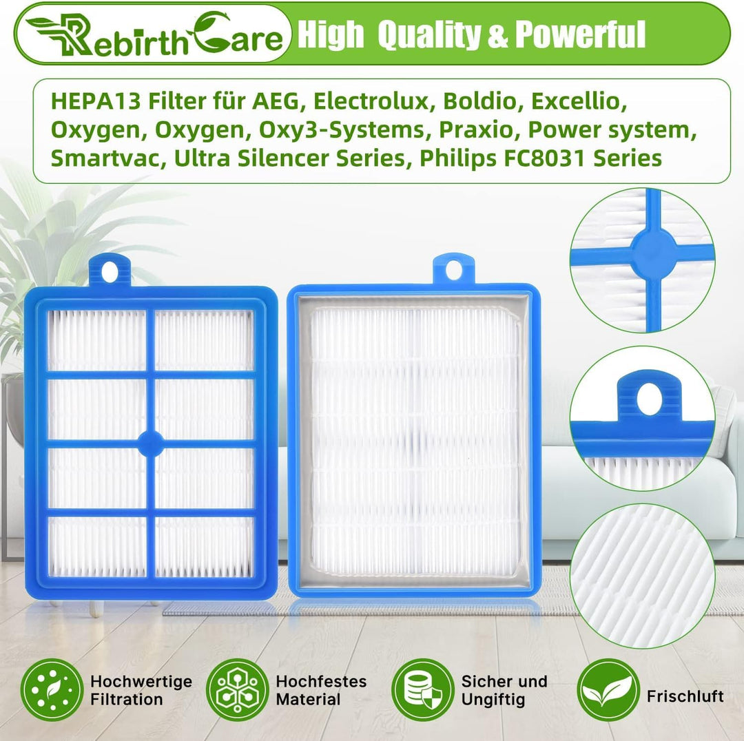 Rebirthcare 4 Stück LX7 Filter für AEG LX8 LX9 VX6 VX7 VX8 VX9 AFS1W AEF12 Turbo Cyclonic Staubsauge