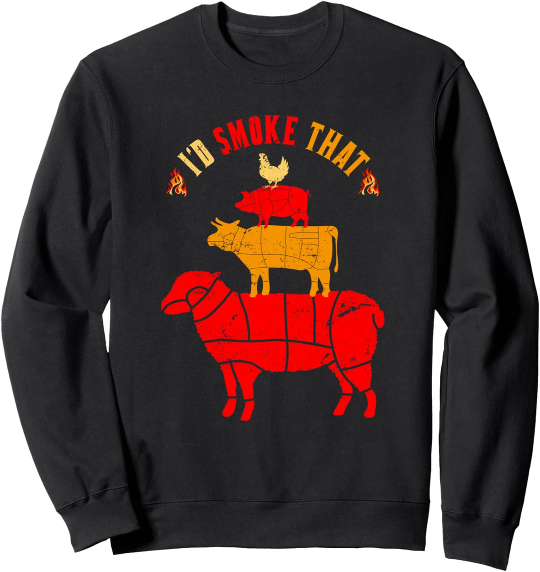 Fleisch Grillen Grillmeister Barbecue Grillparty BBQ Grillen Sweatshirt