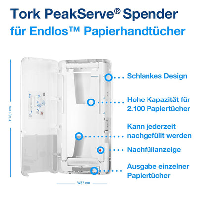 Tork PeakServe Spender für Endlos Papierhandtücher Weiss H5 Hohe Kapazität Elevation 552500