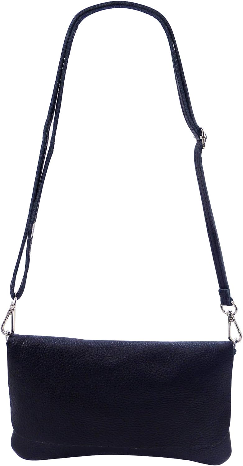 SH Leder Echtleder Umhängetasche Clutch kleine Tasche Abendtasche 24,50x15cm Ely G149 Dunkel Blau, D