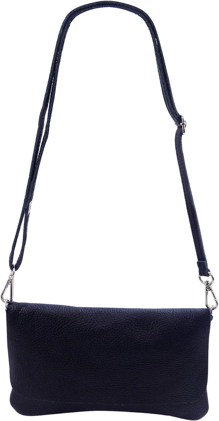 SH Leder Echtleder Umhängetasche Clutch kleine Tasche Abendtasche 24,50x15cm Ely G149 Dunkel Blau, D
