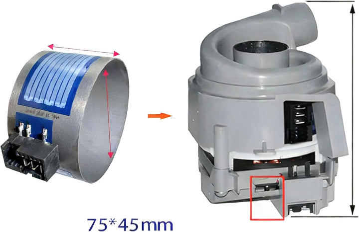 Geschirrspüler-Wasser-Wärmepumpe, Heizelement, kompatibel mit Bosch, Neff Siemens (D75 × H45 mm) D75