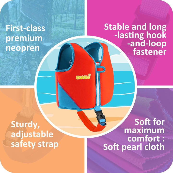 OSHYLE Kinder Schwimmweste - Jungen Mädchen Neopren Schwimmen Jacke Kleinkind Schwimmen Floating Neo