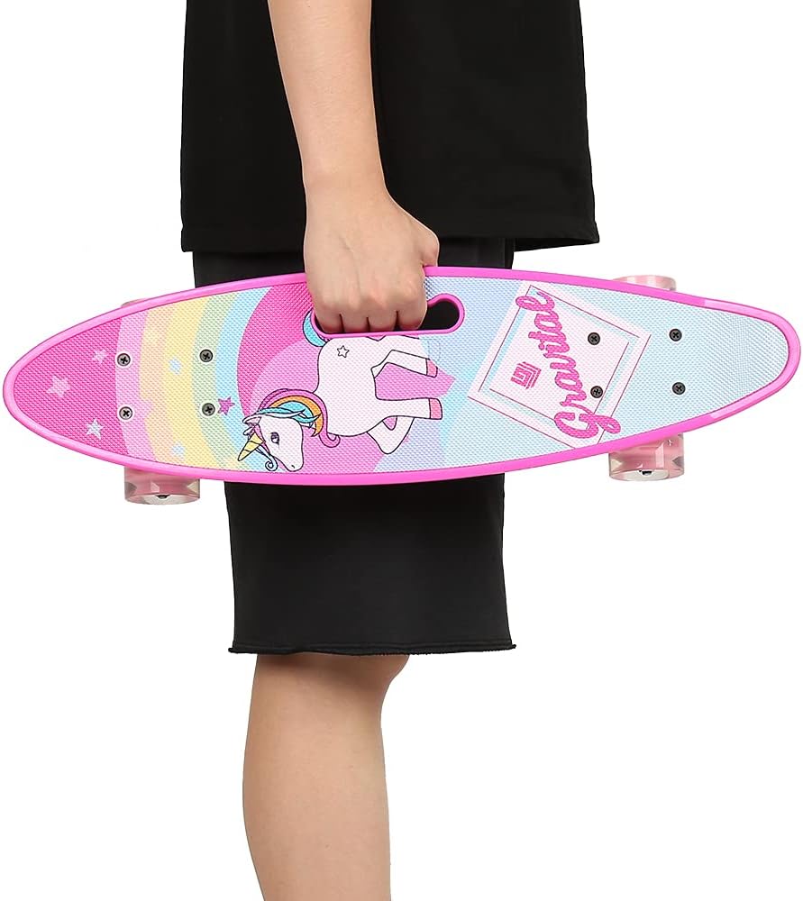 Skateboard Kinder, Komplettboard hochwertige mit LED-Leuchtrollen für ab 4 Jahren Kinder, Jungen, Mä