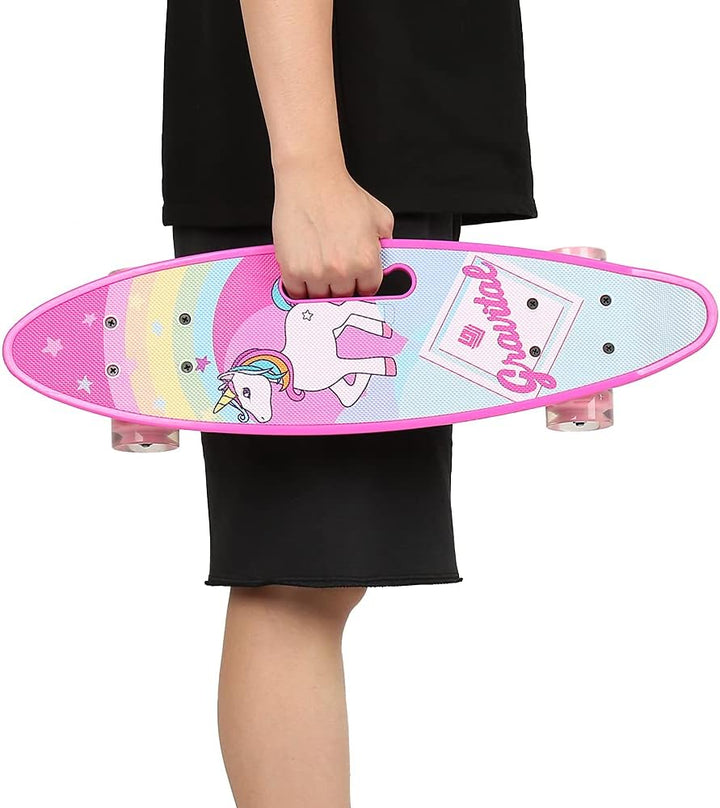 Skateboard Kinder, Komplettboard hochwertige mit LED-Leuchtrollen für ab 4 Jahren Kinder, Jungen, Mä