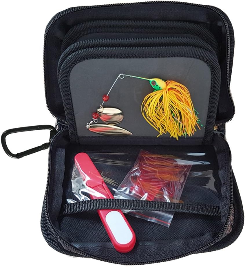Kylebooker Aufbewahrungstasche für Angelköder Spinner Baits Wallet Case Flies Box Schwarz, Schwarz