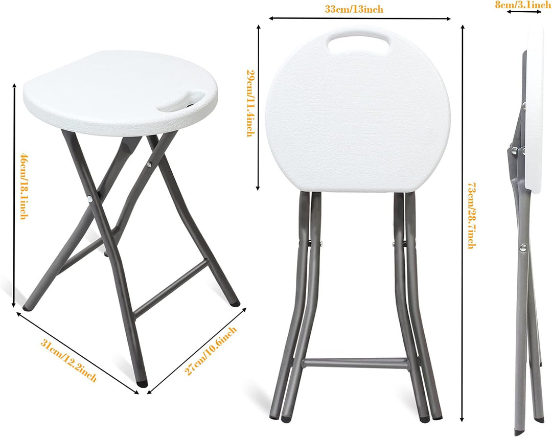 Todeco Klapphocker 2er-Set mit Handle, Plastik, Metall,Tragbarer Essstuhl klappbar, Outdoor Klapphoc
