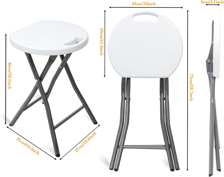 Todeco Klapphocker 2er-Set mit Handle, Plastik, Metall,Tragbarer Essstuhl klappbar, Outdoor Klapphoc