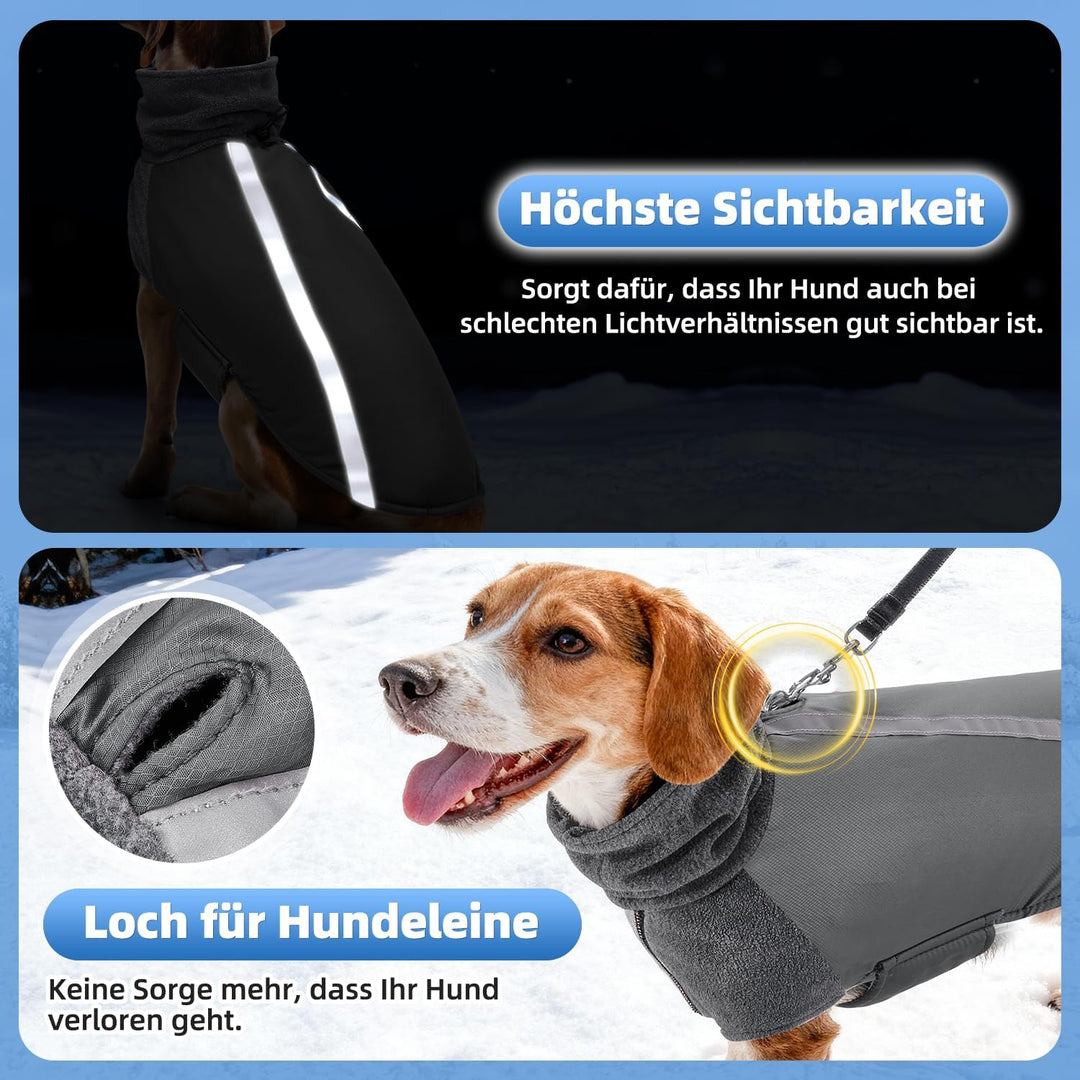SlowTon Wintermantel für Hunde, Warmes Futter aus Polar Fleece Aussenjacke für Hunde mit Rollkragens