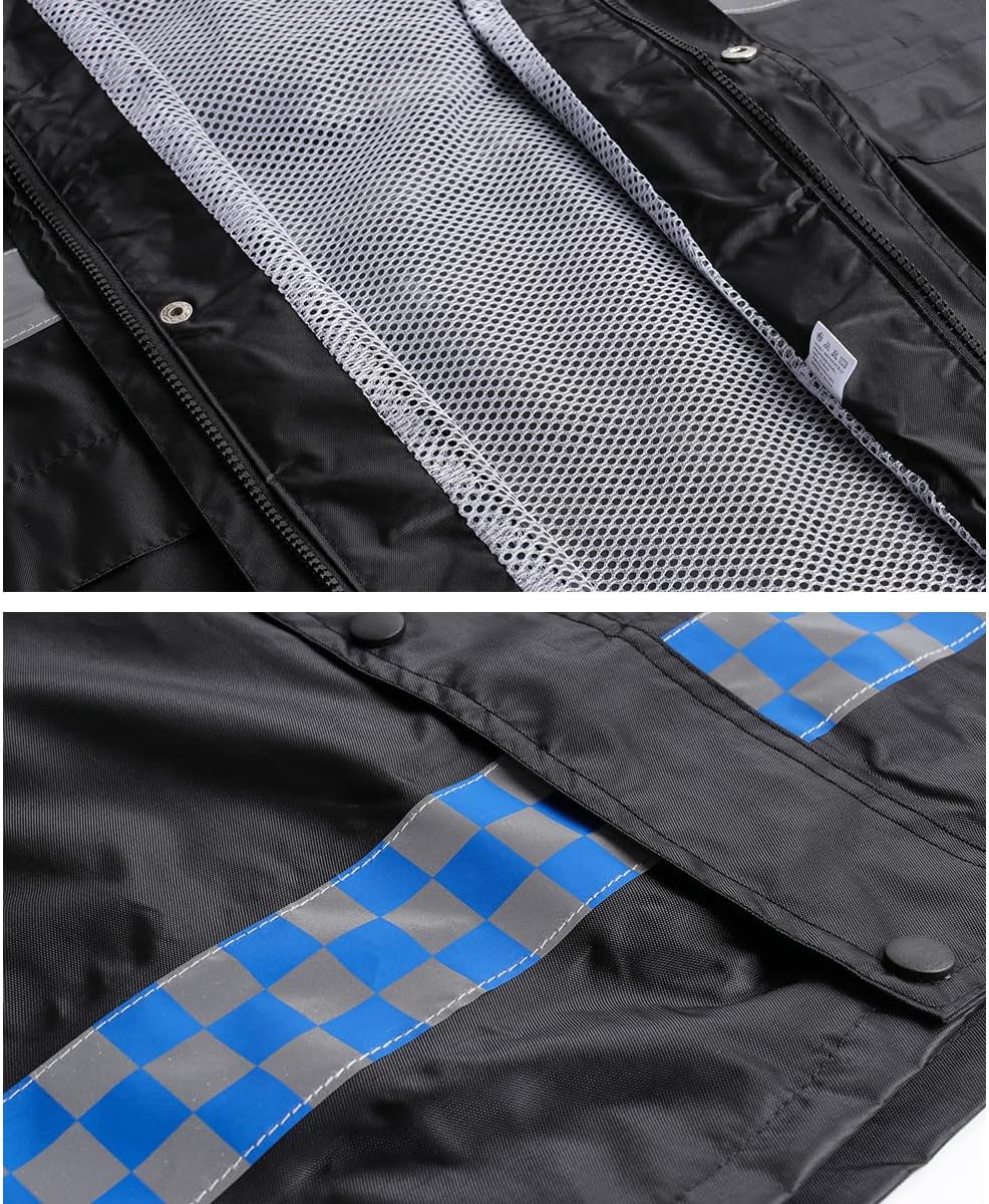 Herren Regenanzug mit Kapuze Reflektierender Winddicht Regenjacke und Regenhose Wasserdichter Arbeit