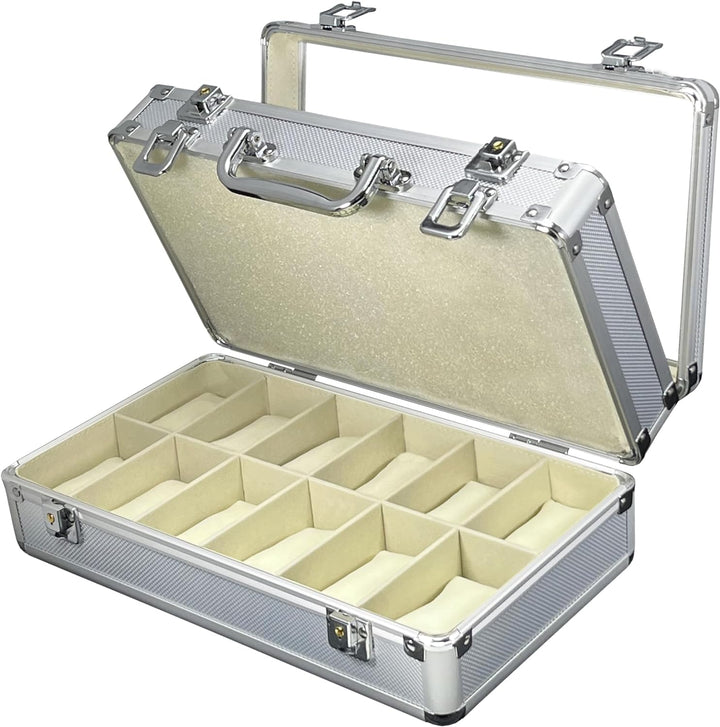 MR Maestro Relojero - Robuste Aluminium Uhrenbox | Platz für 24 Uhren und Schmuck | Ideal für Herren