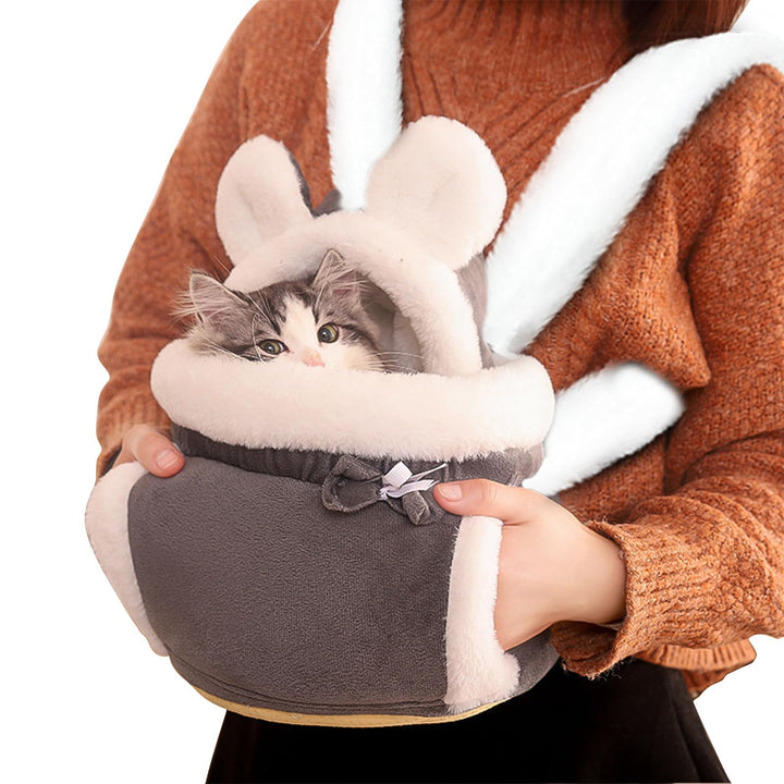 PETCUTE Katzen Tragetasche, Atmungsaktive Haustier-Rucksack mit 2 Taschen, Weicher und Warmer Hausti