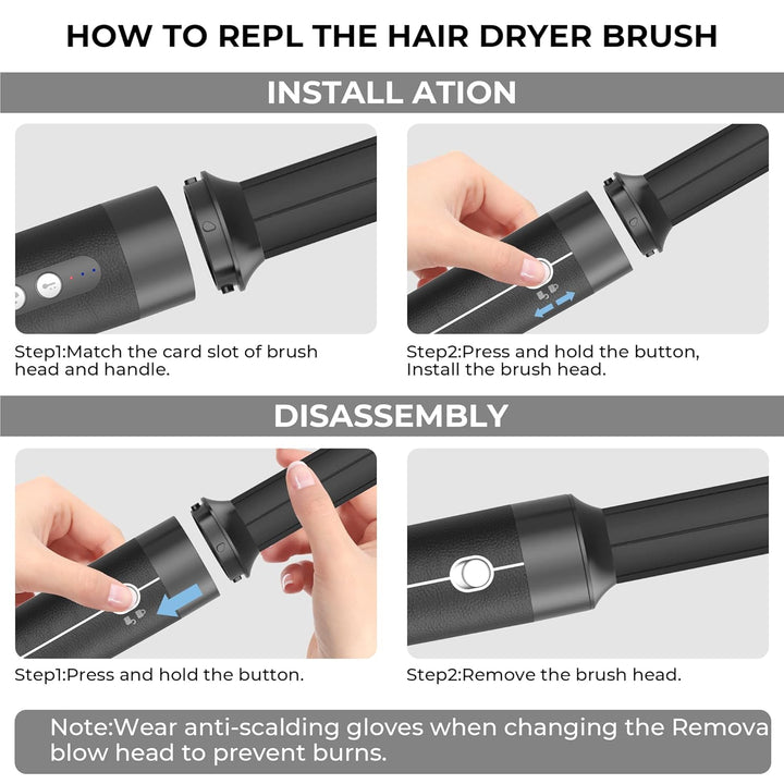 Air Styler 7 In 1, 110000 U/Min Hochtouriger Motor Haartrockner Warmluftbürste Set Mit 7 Aufsätze, T