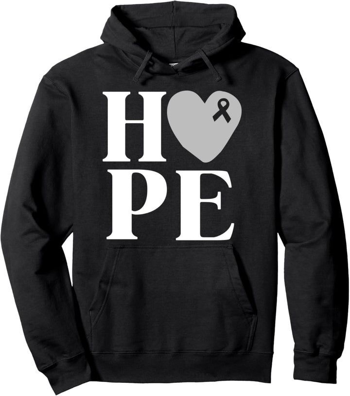 Brain Cancer Awareness Shirt Hope Grey Ribbon Awareness Pullover Hoodie