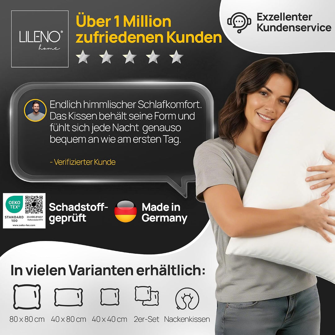 LILENO HOME Kopfkissen 30x40 cm [6er Set] als Kissen-Füllung - Bett oder Deko Kissen mit Reissversch