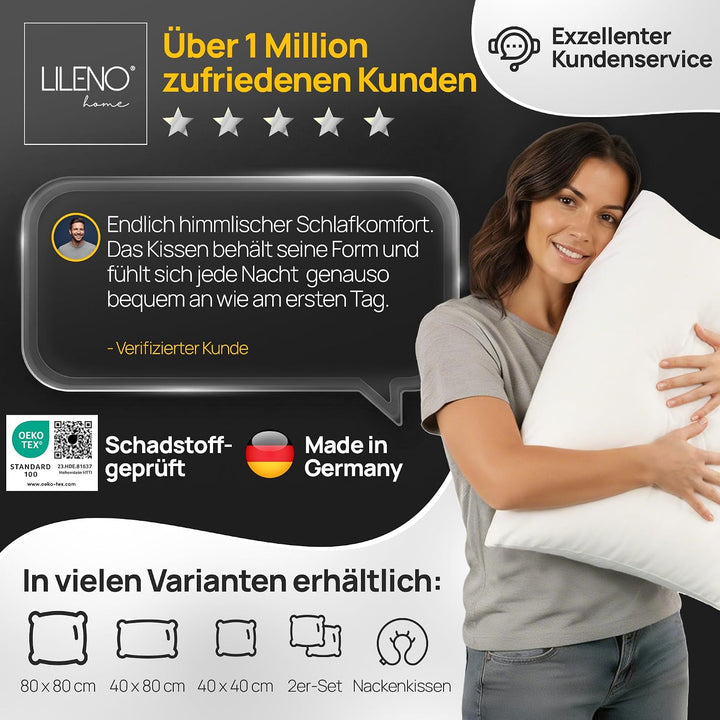 LILENO HOME Kopfkissen 30x40 cm [6er Set] als Kissen-Füllung - Bett oder Deko Kissen mit Reissversch