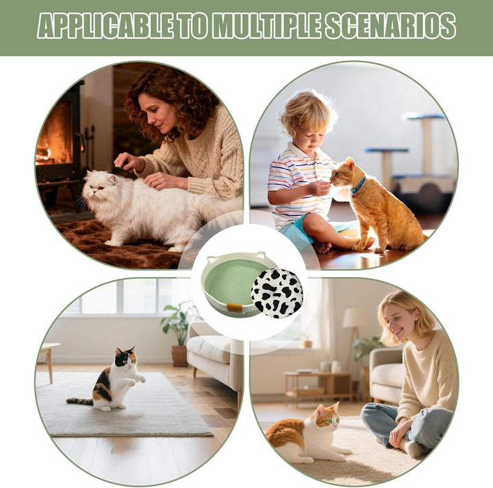 Rundes Katzenbett | Waschbares Nest Mit Matte - Schlafbett Und Runder Katzenkorb | für Indoor e Alle