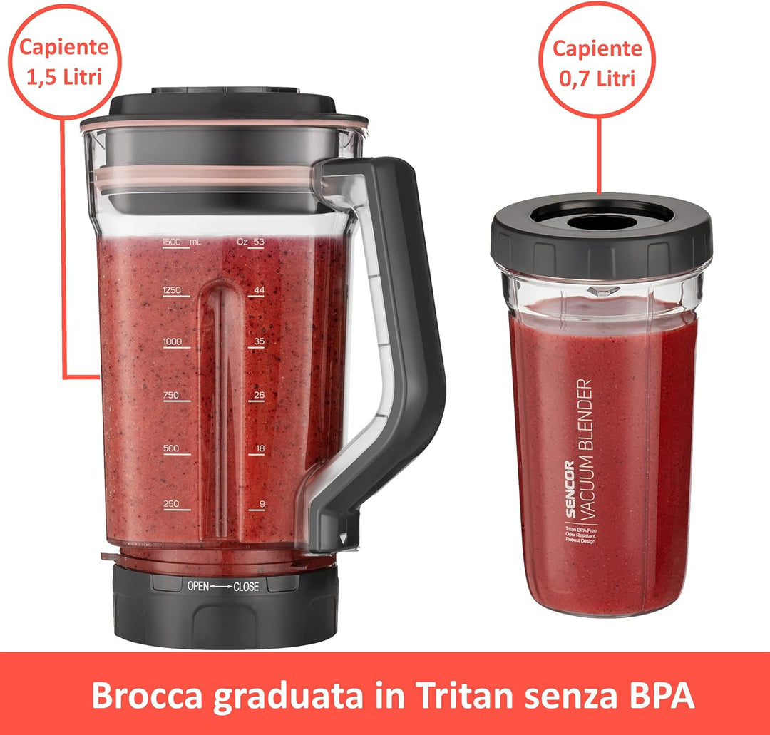 SENCOR 7876GD SBU 7875RS, Automatischer Vakuum-Super-Mixer, 1500 Watt, Smoothie, 8 Titan-Klingen, 7