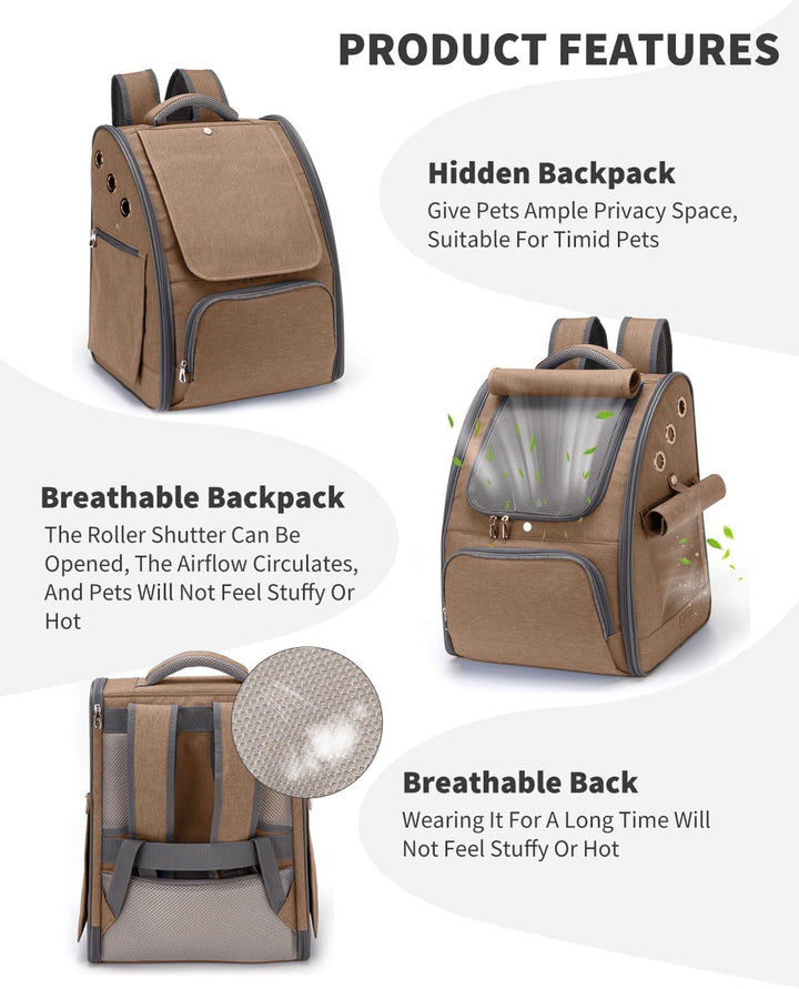PETCUTE Hunderucksack Atmungsaktiv Katzenrucksack Hundetragetasche Faltbar Haustier Rucksäcke Wander