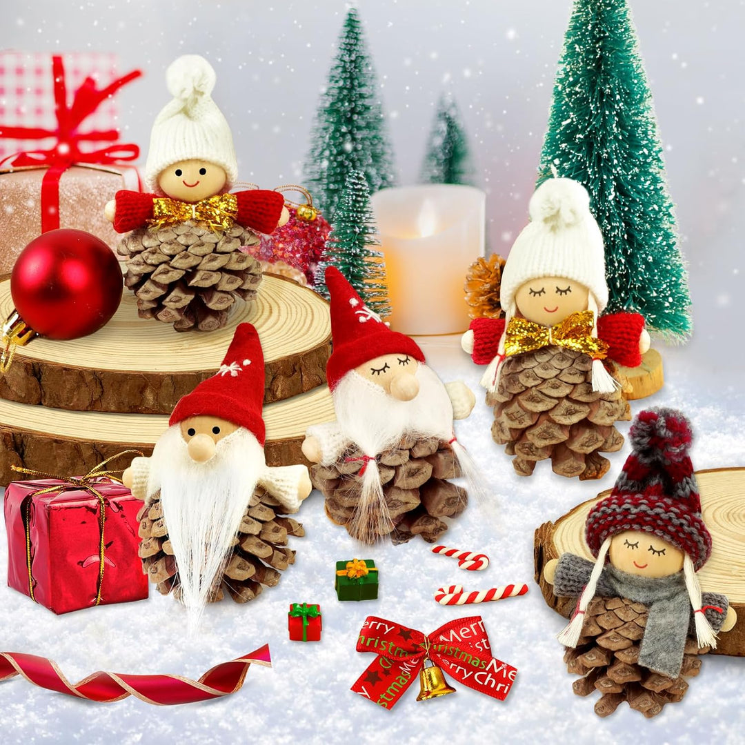 Wichtel Klein Weihnachtsbaumschmuck,8 Stück Tannenzapfen Weihnachtsbaum Anhänger,Weihnachtswichtel K