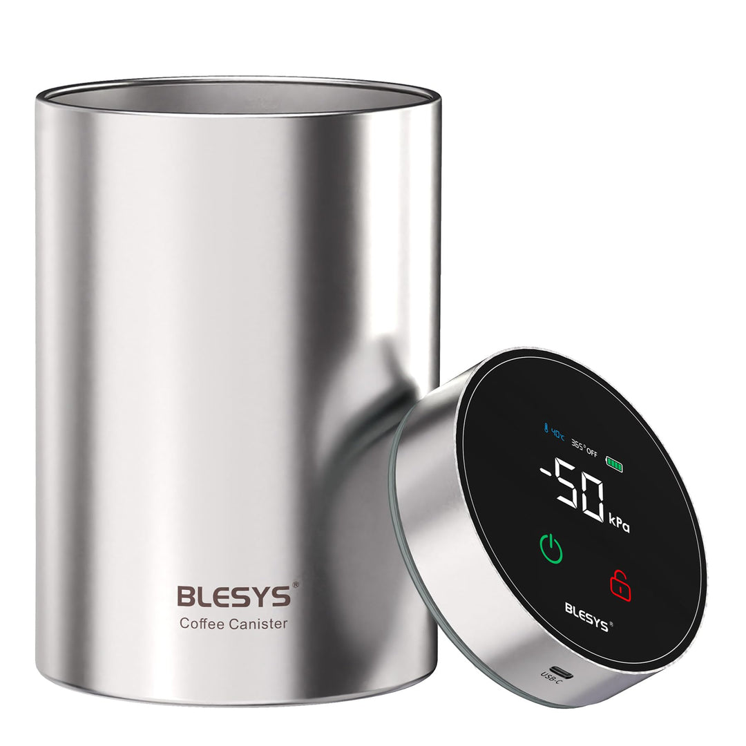 BLESYS Smarter Kaffee Vakuumbehälter Luftdichter, automatischer Lebensmittelbehälter aus Edelstahl m