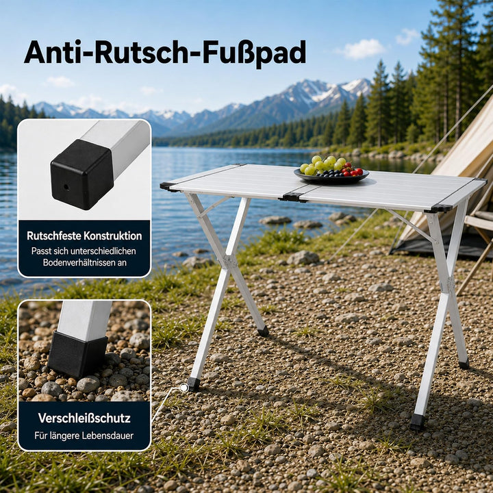 High Peak Campingtisch klappbar, 110x72cm Aluminium Picknicktisch Outdoor | Grosse Tischfläche, X-Fo