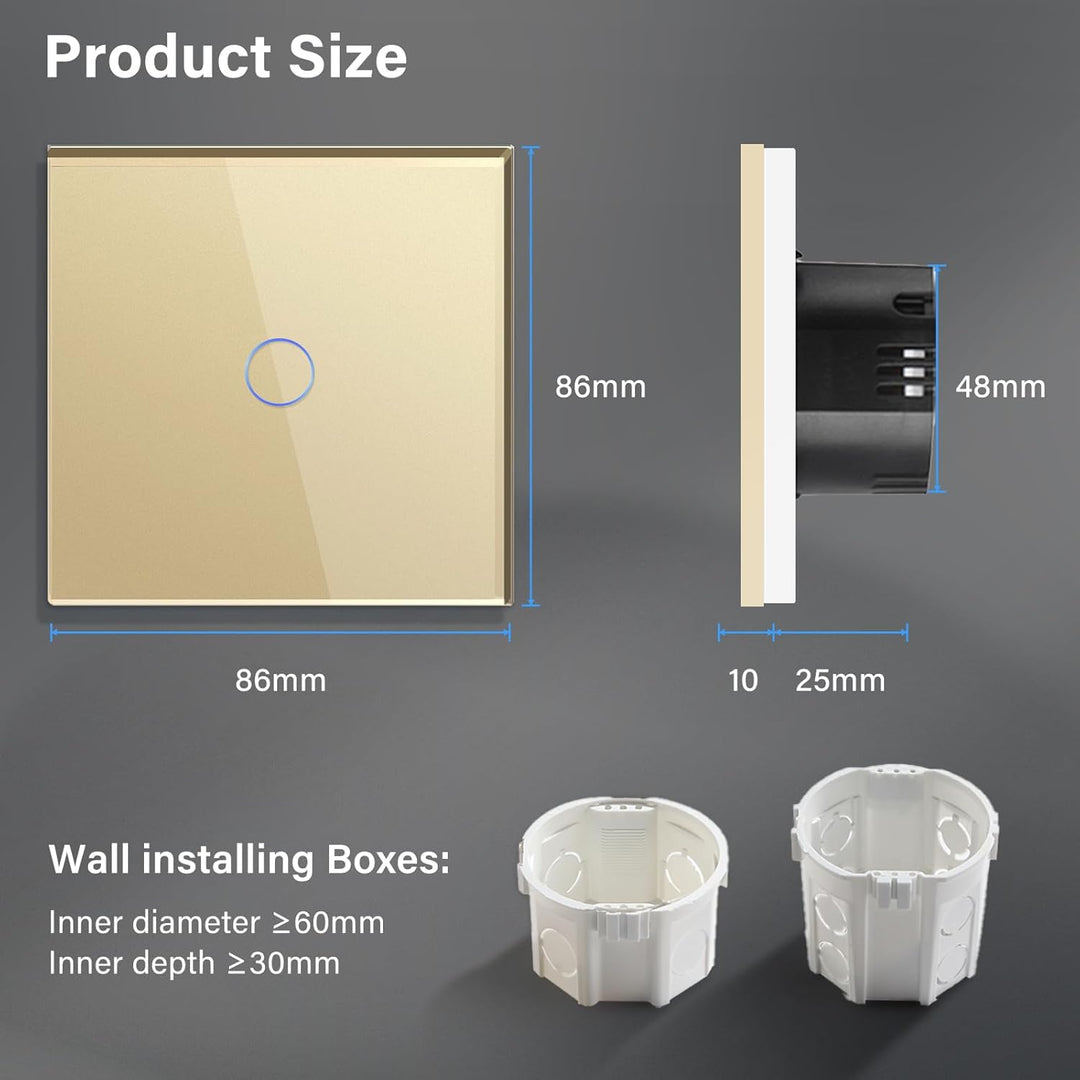 BSEED Touch Lichtschalter Glas Berührung Wandlichtschalter Standard 110V - 240V Gehärtete Kristallpl