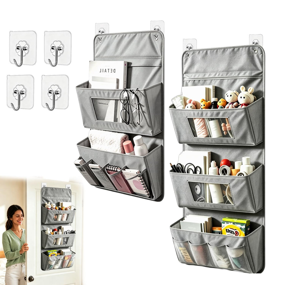 Tür Organizer Hängend Ohne Bohren 2 Stück Grau für Türhinterseit Wand | Wandorganizer, Klebehaken, H