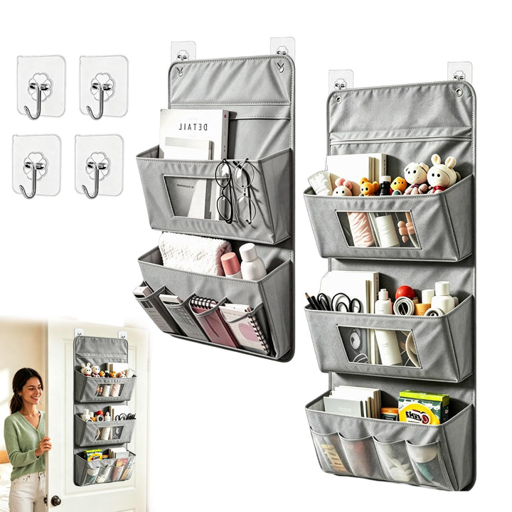 Tür Organizer Hängend Ohne Bohren 2 Stück Grau für Türhinterseit Wand | Wandorganizer, Klebehaken, H