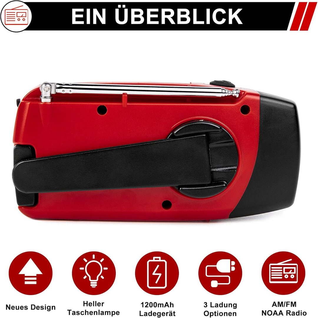 Solar-Energie-Notfall-Radio, NOAA Haus und Camping Notfall-Wetter-Radio mit AM/FM, Dynamo-Taschenlam