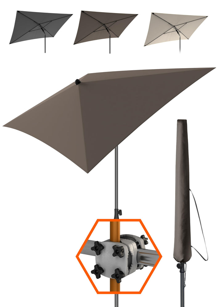 4smile Sonnenschirm Balkon SunnyShade, Taupe - 3-in-1 SET Sonnenschutz Balkon - UPF 50+ Sonnenschirm