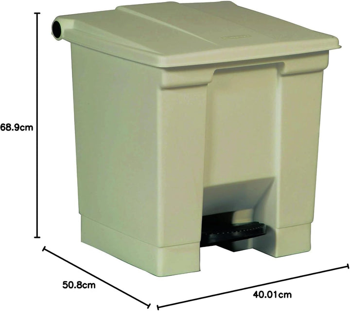 Rubbermaid Commercial Products 18gal HDPE Step On Trash Can - Beige, beige