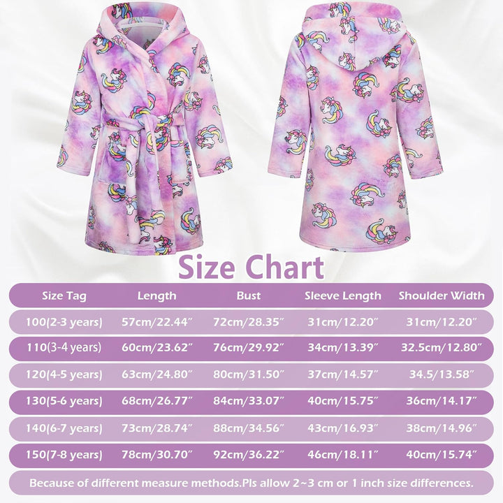 Baogaier Bademantel Kapuze Kinder Morgenmantel Flanell Nachtwäsche Robe Frottee Lange Ärmel Weiche S