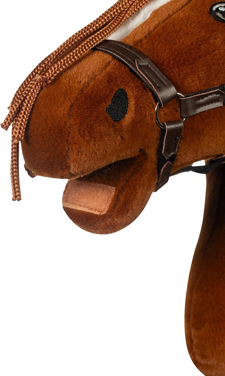 HKM - Hobby Horse Premium, Dunkelfuchs mit Halfter, Schweif & abschraubbarem Stock, Steckenpferd für