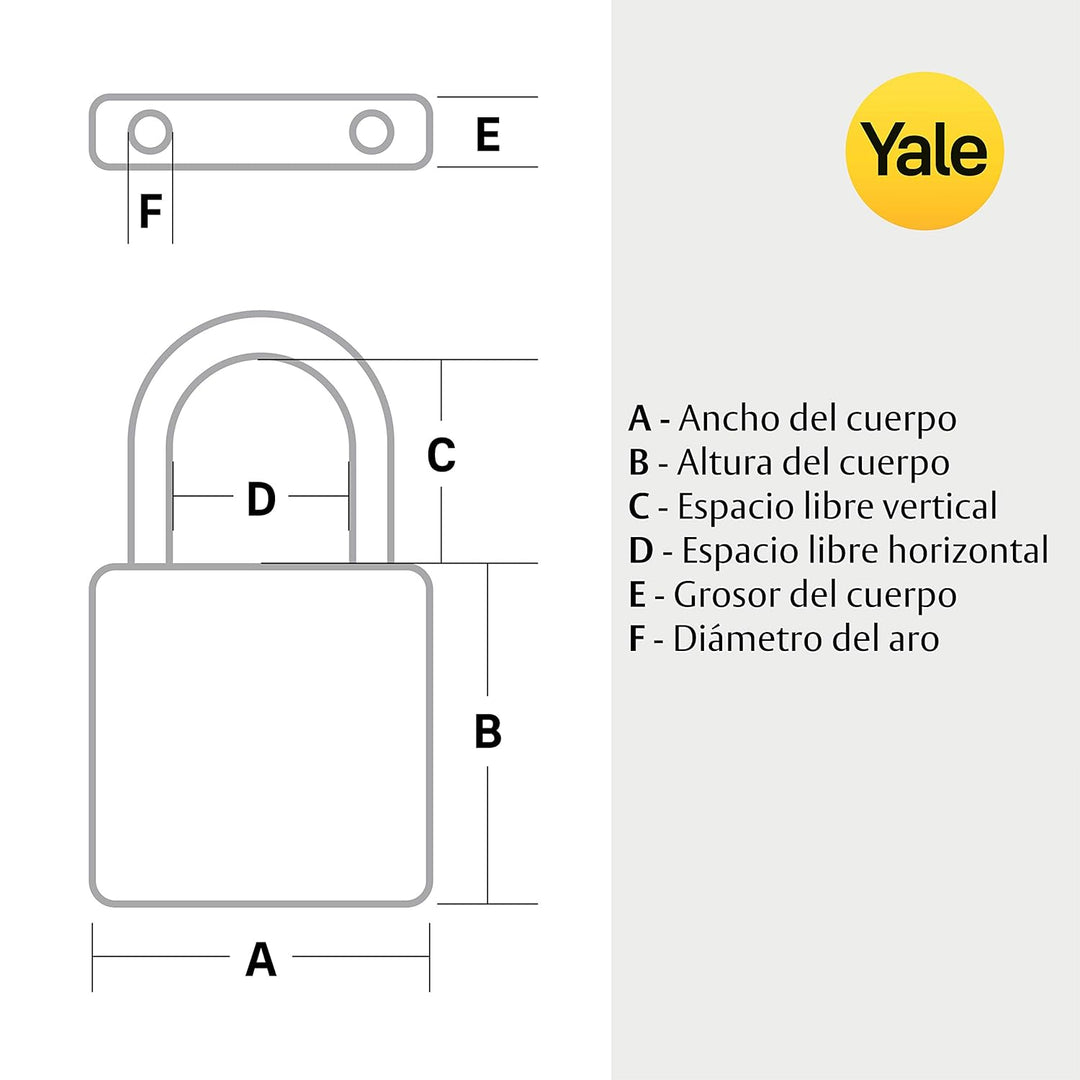 Yale Y122B/50/123/1, Hochsicherheit, 50 mm, Messing, Vorhängeschloss, verchromt, wetterfest, Doppelv
