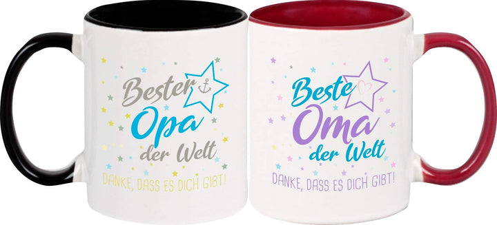 ShirtInStyle, Tassenset beste Oma, bester Opa der Welt, danke das es dich gibt! Farbe weinrot und sc