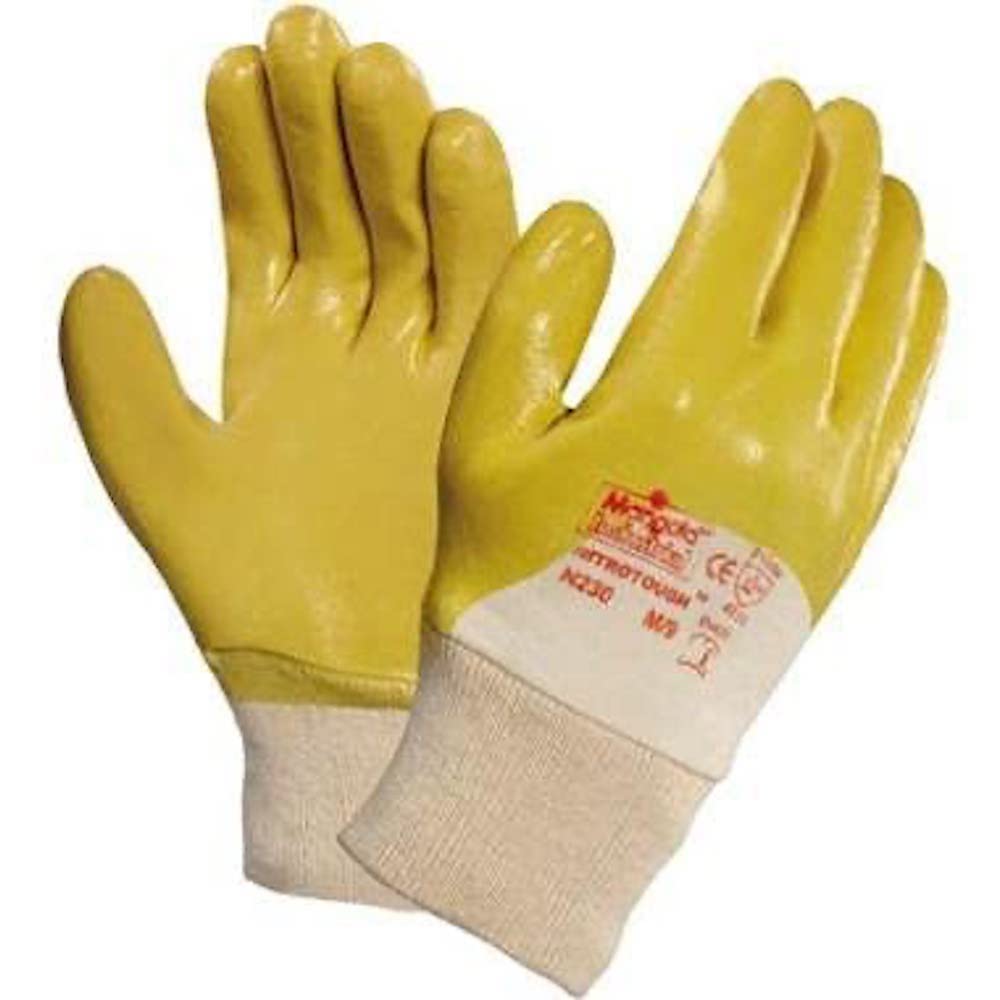 Ansell Nitrotough N230Y Öl abweisende Handschuhe, Mechanikschutz, Gelb, Grösse 9 (12 Paar pro Beutel