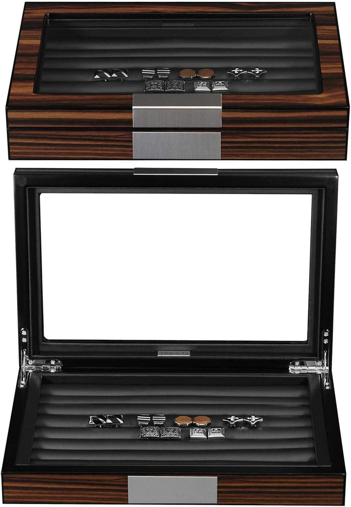 Lifomenz Co Manschettenknopf-Box aus Holz mit Glasfenster, Manschettenknopf-Vitrine, Ring-Organizer